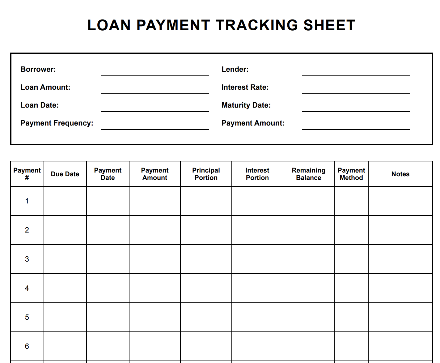 Payment Tracking Template Preview